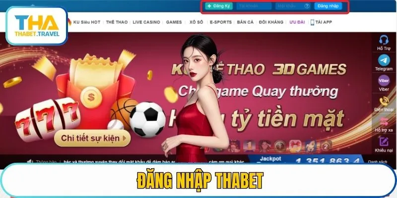 đăng nhập THABET